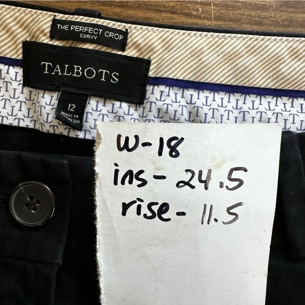 Talbots Perfect Crop Curvy Black Pants, 12